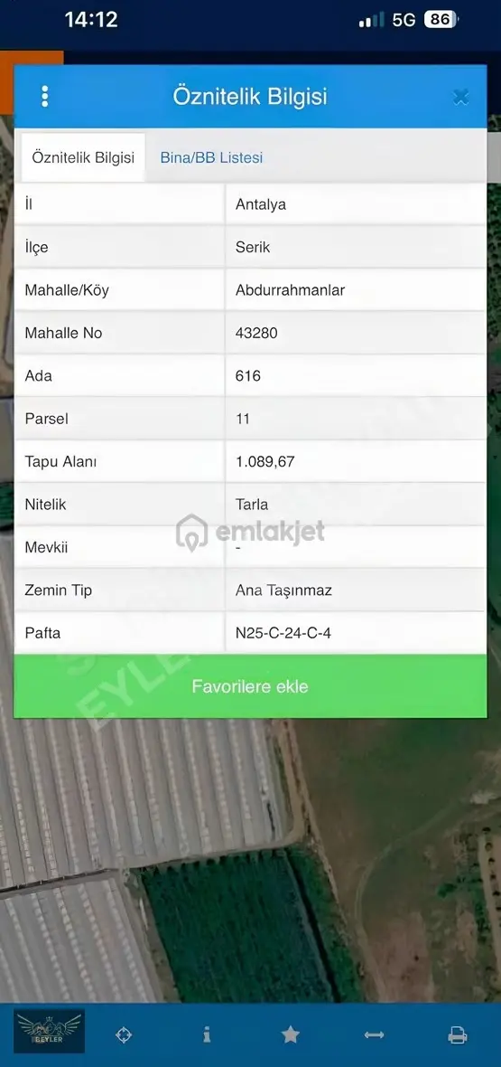 Serik Abdurrahmanlar'da Satılık 1.090 M² Müstakil Arazi 1
