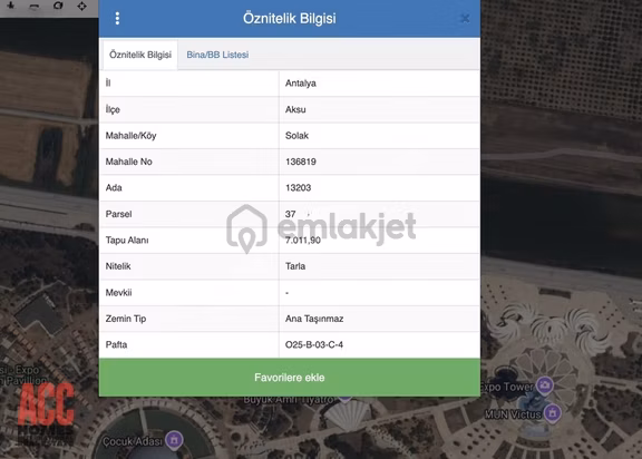 Acc Homes'tan Expo Arkası Yatırımlık Tamamı Satılık Tarla 2
