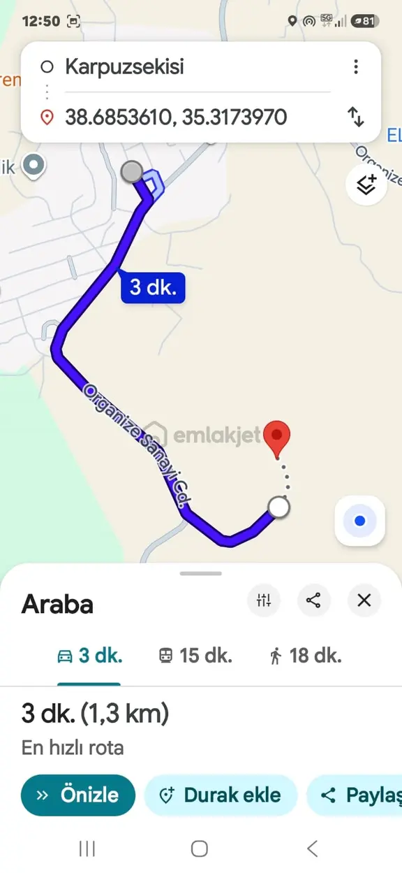 Hacılar Karpuzsekisi Mah Ges Panelleri Yanı Satılık Tarla 2
