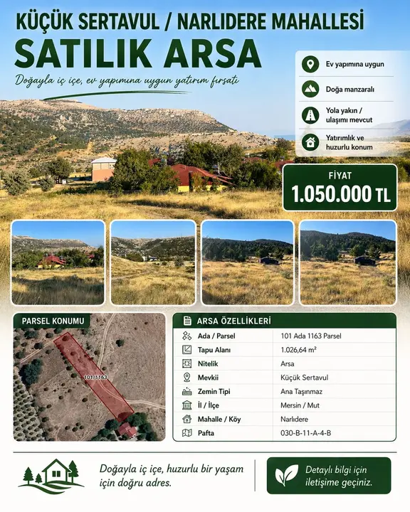Küçük Sertavulda Çok Uygun Fiyata Satılık Parsel 1