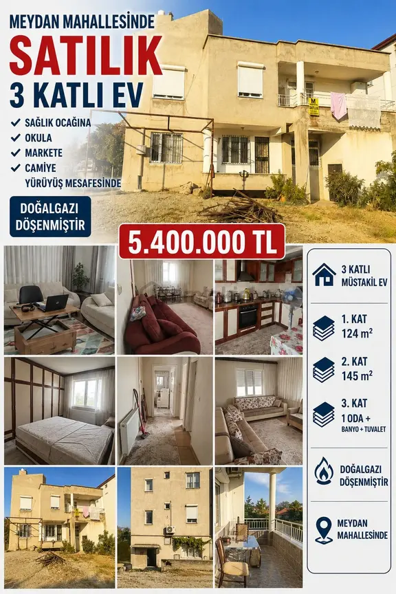 Meydan Mahallesinde Tedaş İn Yakınında 2buçuk Kat Doğalgazlı Müstakil Ev Satılık 1