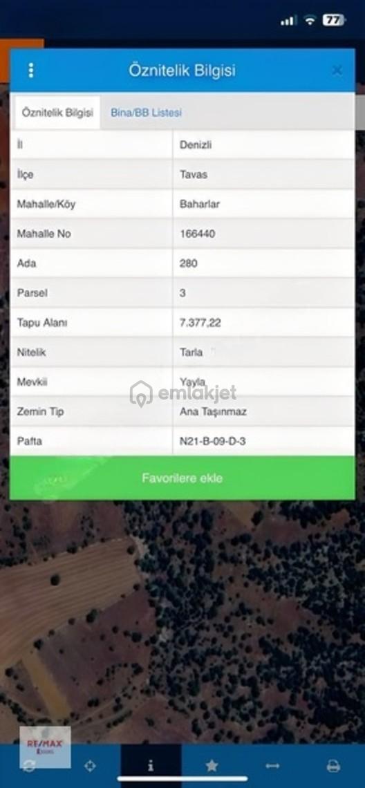 Denizli Tavas Baharlarda 7.300 M² Tarla | Ada 280 Parsel 3 1