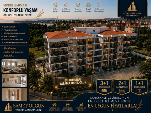Gelibolu'nun En Prestijli Projesinden 3+1 Satılık Daire 1