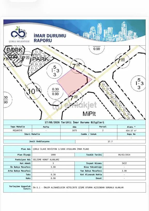 Havuzlar Da 455 M2 Köşe Parsel Satılık Arsa 1