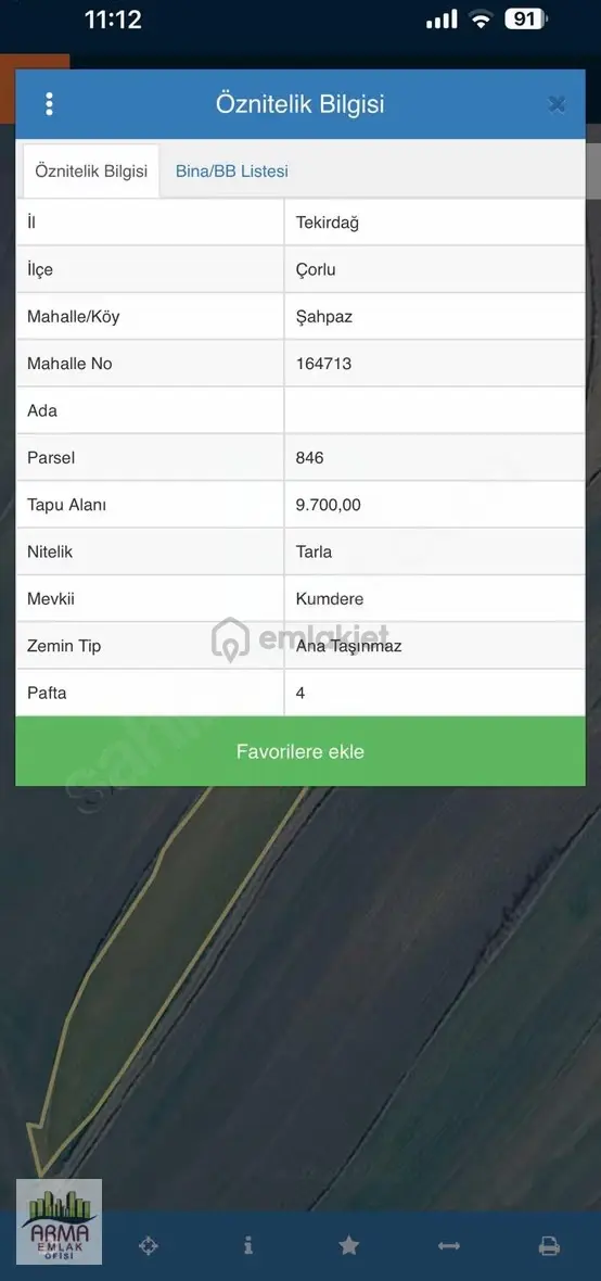 Çorlu Şahpaz Mahallesi Yatırımlık Tarla 2