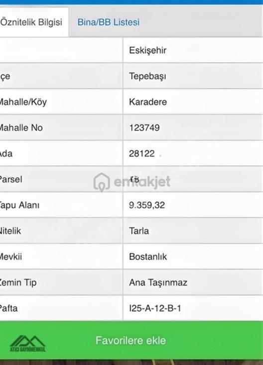 Karadere Mh. Hobi Bahçeleri Yakını Satılık Tarla 2