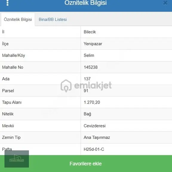 Hans Mullerden Bilecik Yenipazar Selimde Satılık Bağ