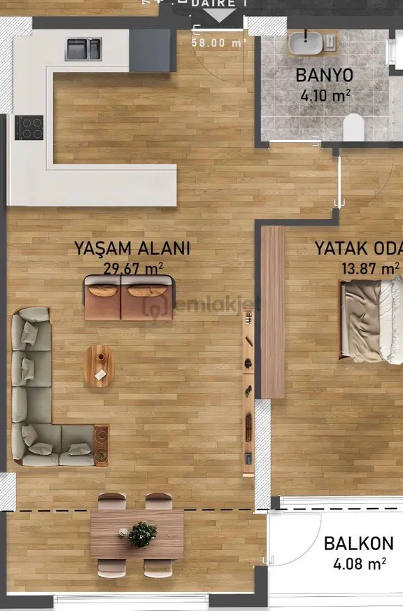 Emek Mahallesinde Satılık Sıfır Bina Da Geniş 1+1 2