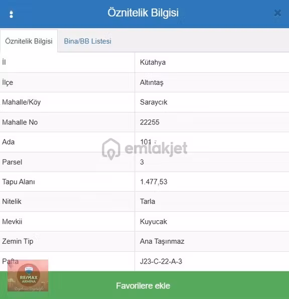 Kütahya Altıntaş Saraycıkta Yola Cepheli 1.477 M² Tarla 1