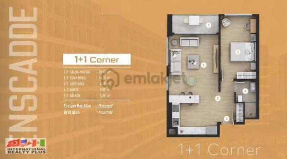 Yeni Yaşam Merkezi Lens Cadde'de 1+1 Satılık 1