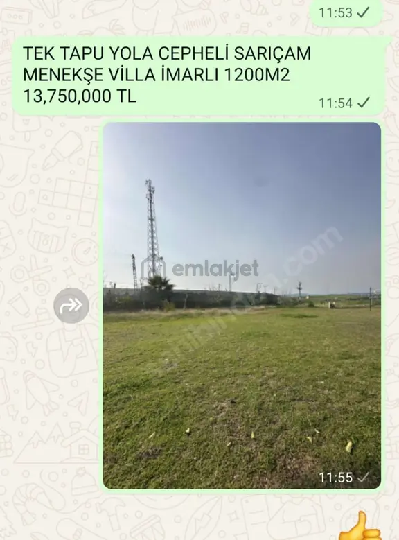 Kaçmaz Kelepir Tek Tapu Sarıçam Çınarlı Enuygun 499 M2 Villalık Ve Diğer Arsalar. 2