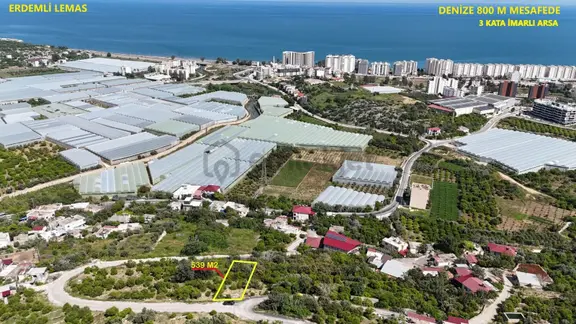 Erdemli Lemas 538m2 Full Deniz Manzaralı 3 Kata İmarlı Arsa 1