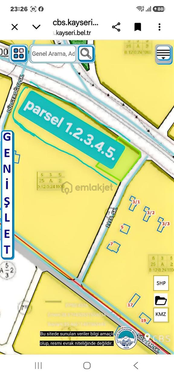 Melikgazi Eğribucak Da 8732 M2 Satılık Temiz Villa Arsası 2