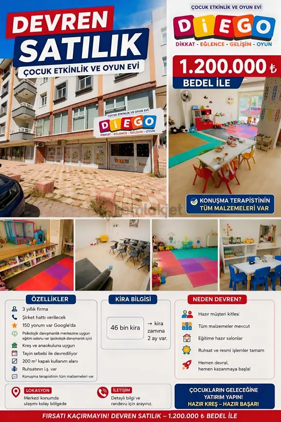 Kılıçsoy'dan Devren Satılık Çocuk Etkinlik Ve Oyun Evi 1