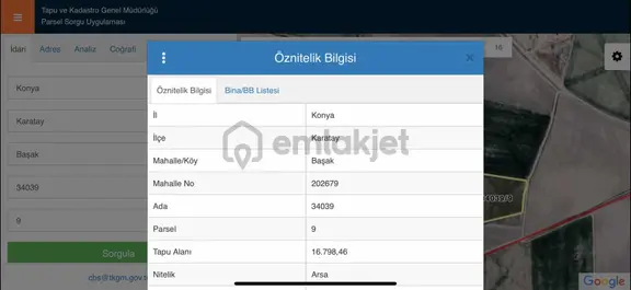 Konya Karatay Başak Mh. Konut+besihane İmarlı Satılık Arsa 2