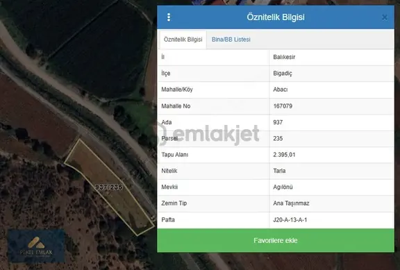 Pekel Emlak'tan Bigadiç Abacı Mah. Satılık 2395 M2 Tarla 2