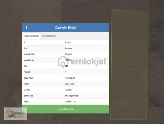 Konya Karatay Beşağıl Satılık Müstakil Tarla Sulama İmkanı Var 1