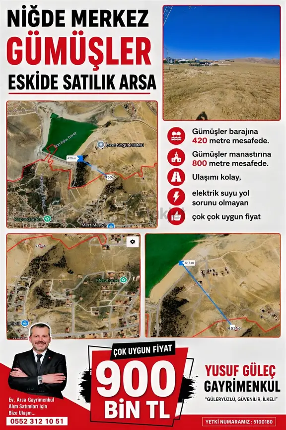 Niğde Merkez Gümüşler Eskide Satılık Arsa 1