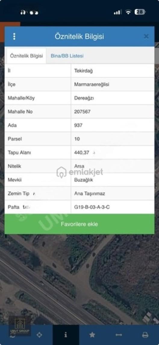 Marmaraereğlisi Dereağzında 440 M² Villa İmarlı Arsa 1