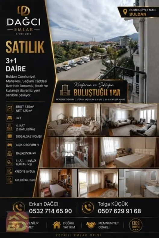 Dağcı Emlak Buldan Cumhuriyet Mahallesi'nde Satılık 3+1 Daire 1