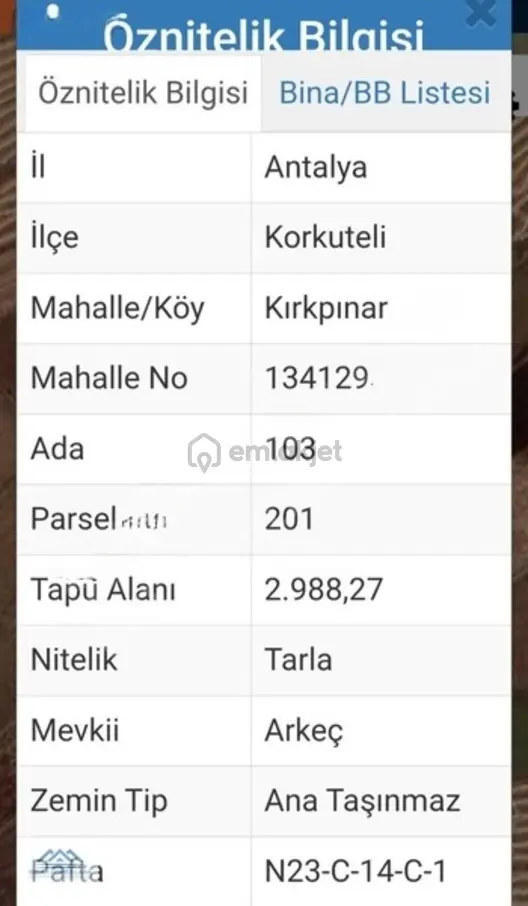 Korkuteli Yaylası Kırkpınar Mah Satılık 2988 M2 Tarla 1