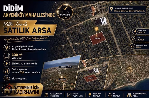 Didim 1.balova Mevki Satılık Arsa Elektrik Su Mevcuttur 1