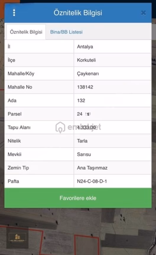 Antalya Korkuteli Çaykenarı Tek Tapu 4.333 M2 Arsa 1