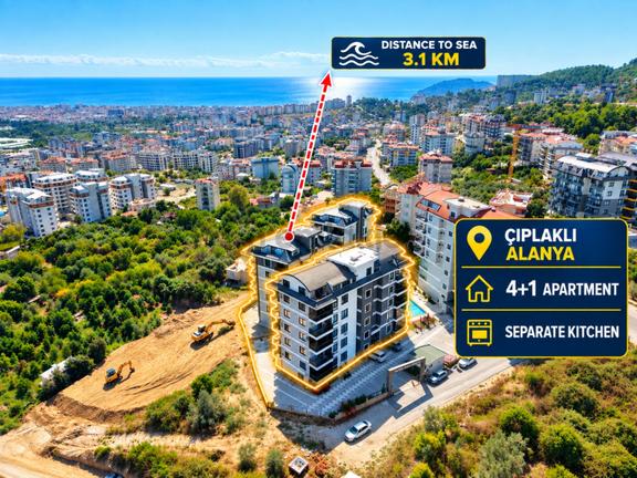 Alanya Çıplaklı'da Satılık 4+1 Ayrı Mutfak Daire 1