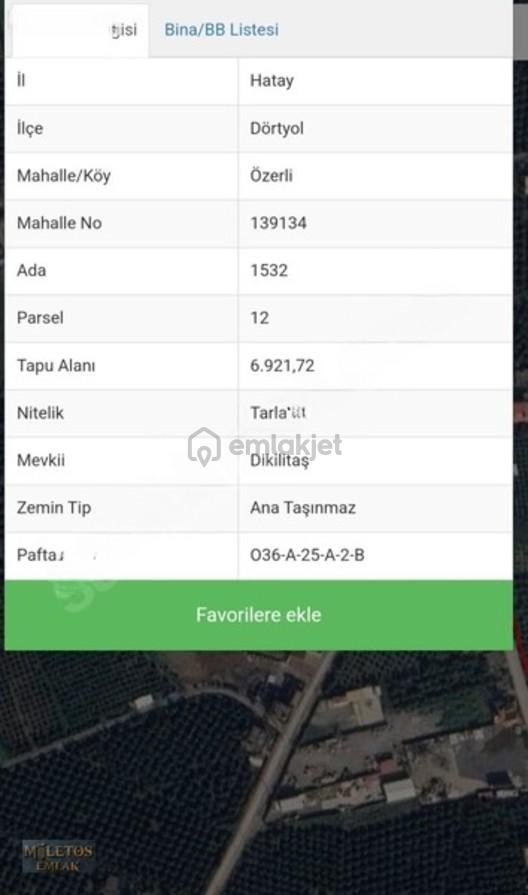 Hatay Dortyol Ozerli Satılık Tarla 27 Dönum Yola 1 Ci Parsel 2