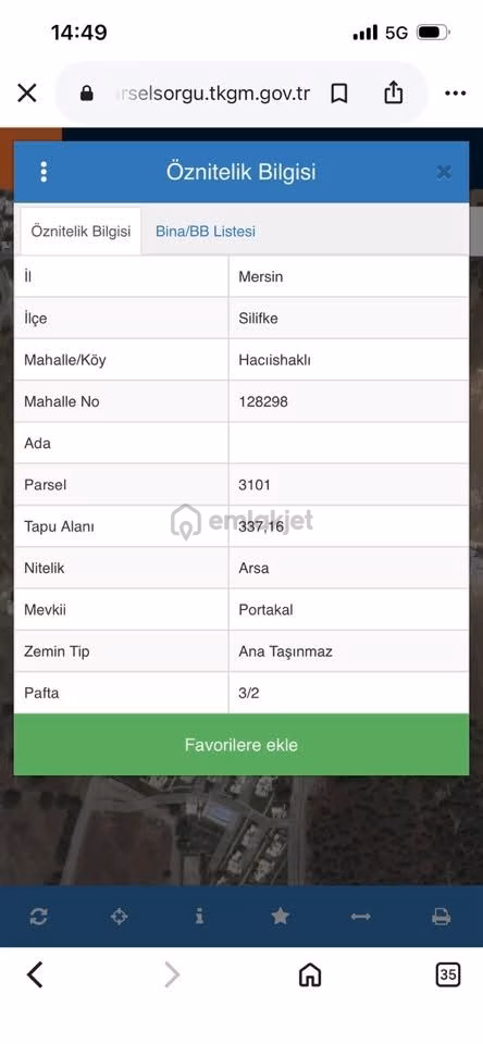 Yeşilovacık 337m2 5 Kata İmarlı Satılık Arsa 2