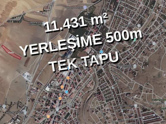 Elmadağ Hasanoğlan'da Yerleşime 500m, 11.431m² Tek Tapu Arazi 1