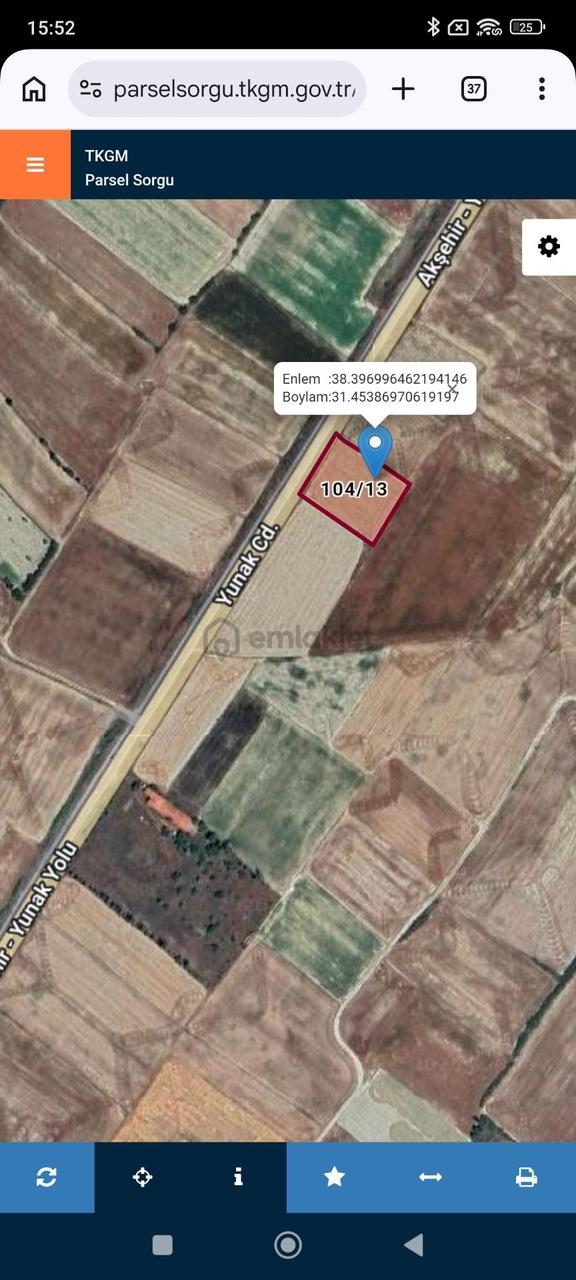 Sahibinden Akşehir Yunak Yolu Üzerinde 1800m² Tarla Satılıktır . 2700 M2 Tarlanin 2/3 Hissesi 1