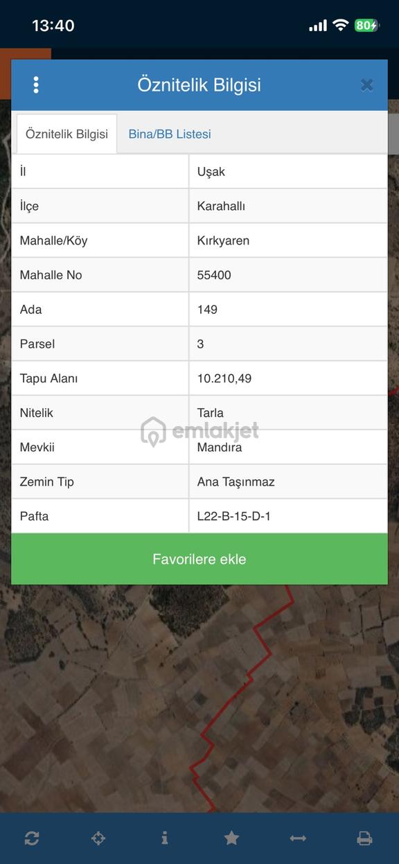 Karahallı Kırkyaren Köyünde Yolu Bulunan 10.200 M2 Tarla