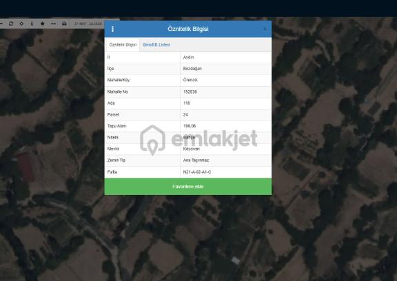 Aydın Bozdoğan Örencik'te Satılık 199 M² Tarla 2