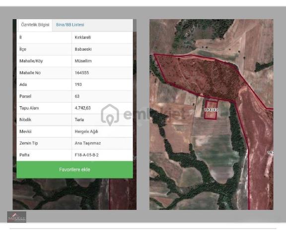Babaeski Müsellim'de 4.742 M2 1