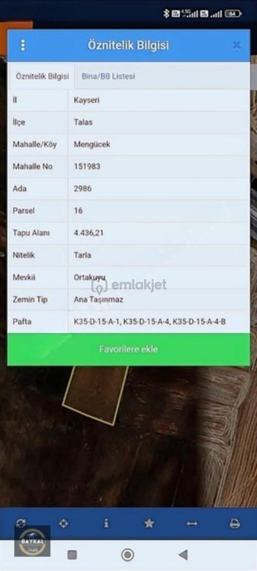 Talas Mengücekte Malatya Yoluna Yakın Yatırımlık Tek Tapu Tarla 1