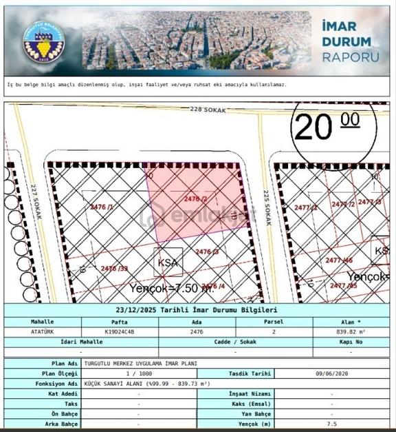 Nova'dan Koşukırı Sanayisinde Yol Cepheli Köşe 840 M2 Arsa 1