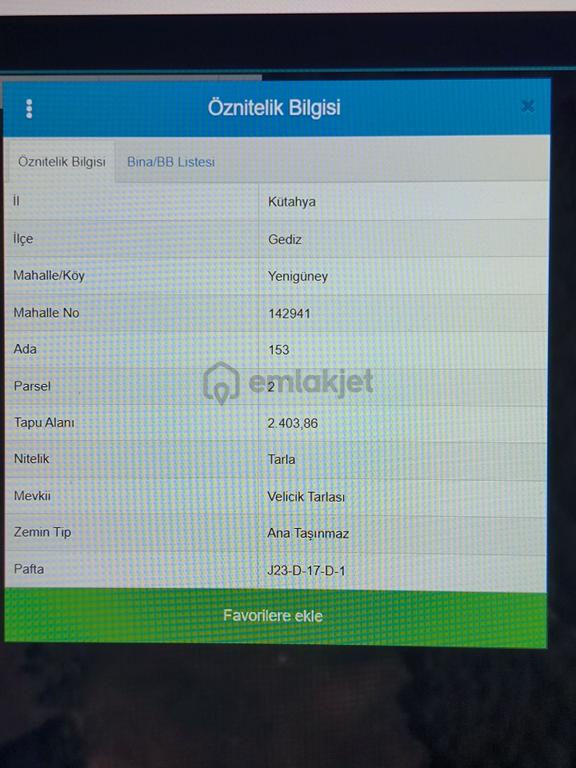 Kütahya Gediz Yenigüney'de Satılık 2403 M2 Tarla 1