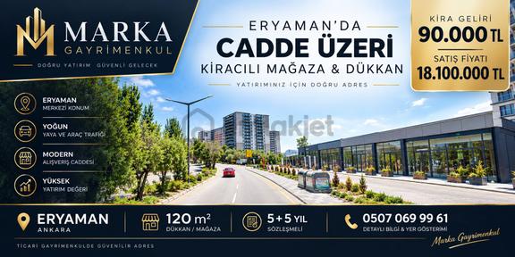 Marka Gayrimenkul’den Eryaman’da 90.000 Tl Kiracılı Cadde Üzeri Satılık Dükkan