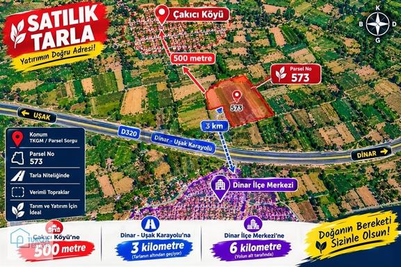 Dinar Çakıcı'da 37.000 Metrekare Satılık Tarla 1