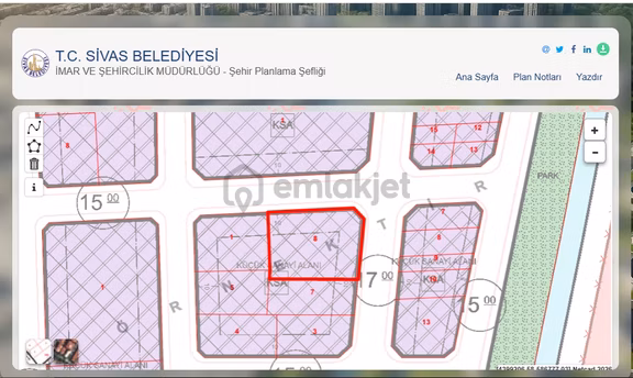 Sivas Gmt Emlak San.site Köşebaşı Ticari İmar Hisseli 594m2 Arsa 1