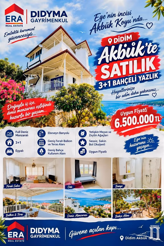 Didim Akbük De Satılık 3+1 Bahçeli Yazlık 1