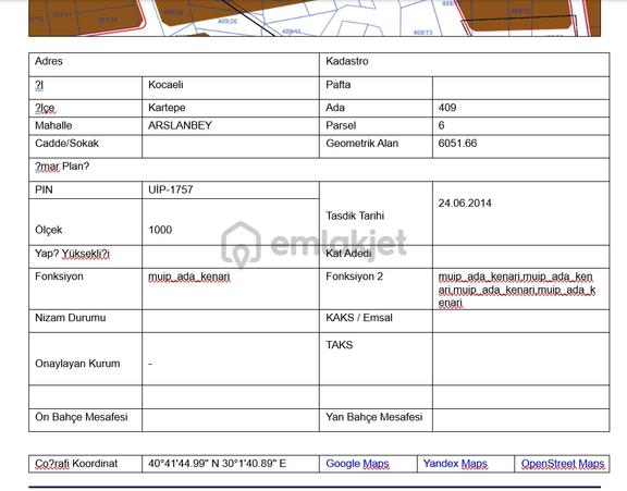 Asies Global'den Kartepe Villa İmarlı 6.051,66 M2 Fırsat Arazi.. 2