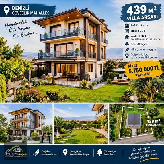 Kölem Group'tan Göveçlikte 439m2 B+3 Satılık Villa Arsası ! 1