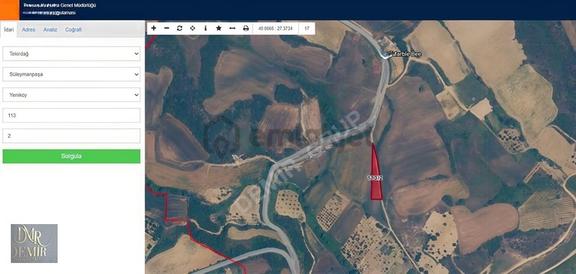 Yola Bağlantılı Süleymanpaşa Yeniköyde 1.622 M² Satılık Tarla 2