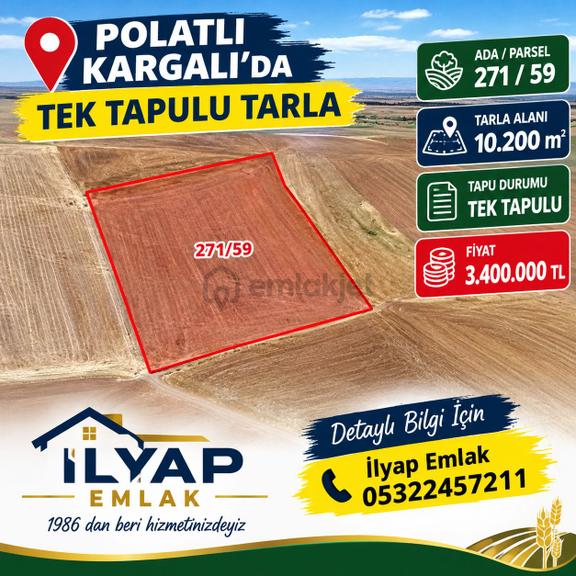 İlyap'tan Temelliyi Geçince Kargalıda Tek Tapulu 10.200m2 Tarla 2