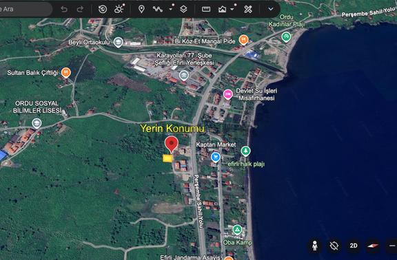 Ordu Perşembe Efirli Satılık Arsa - Anayol Ve Sahile Yakın 1
