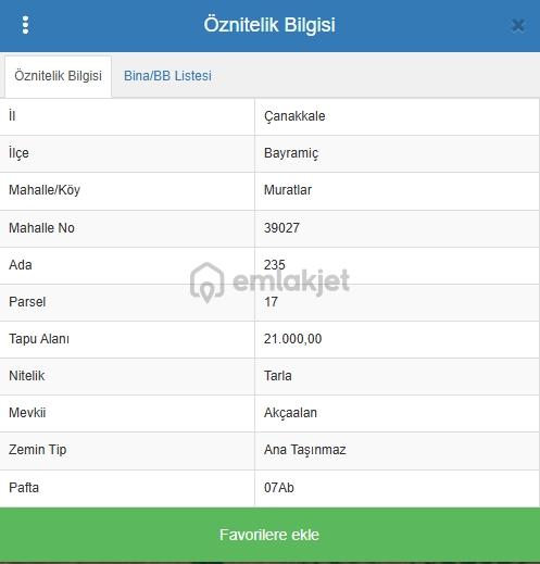 Lider'den Çanakkale Bayramiç Muratlar Köyünde 21.000,00m2 Tarla 2