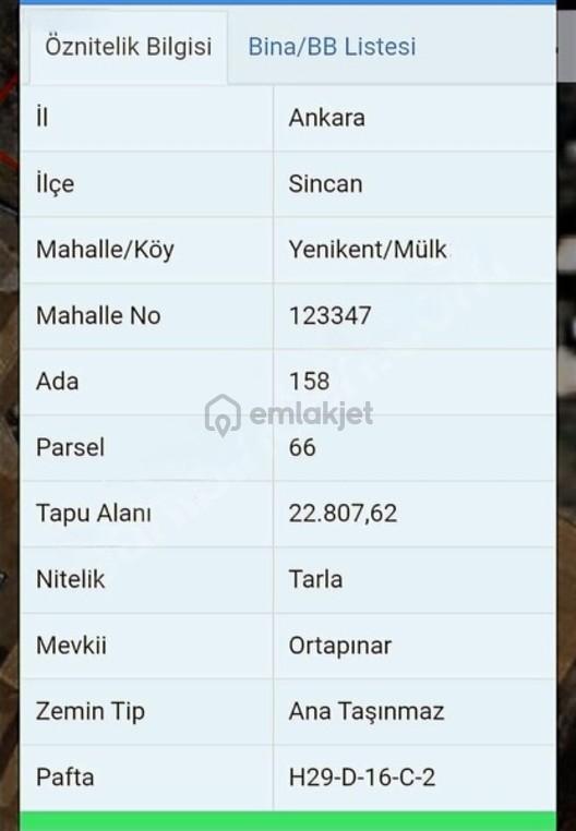 Ankara Sincan Mülk Satılık Hisseli Tarla Yatirimlik 1