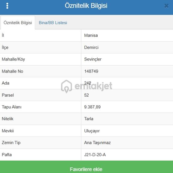 Manisa Demirci 9.387 M² Satılık Tarla 1